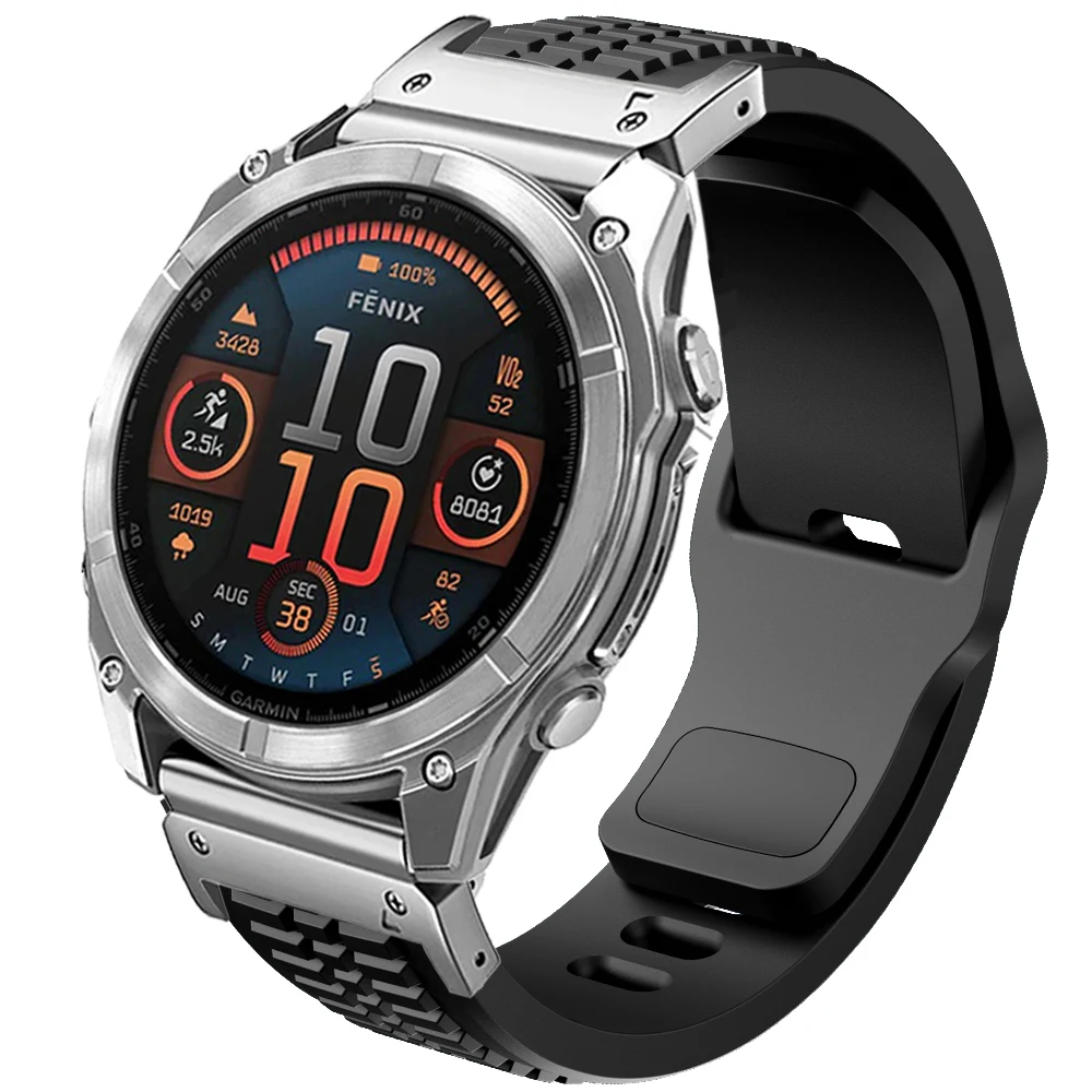 حزام سيليكون 26 ملم لساعة Garmin Fenix 8 7X Pro Tactix 7 EPIX Pro Quick Fit Soprts Band لـ Garmin Enduro 3 2X Instinct 3 2X