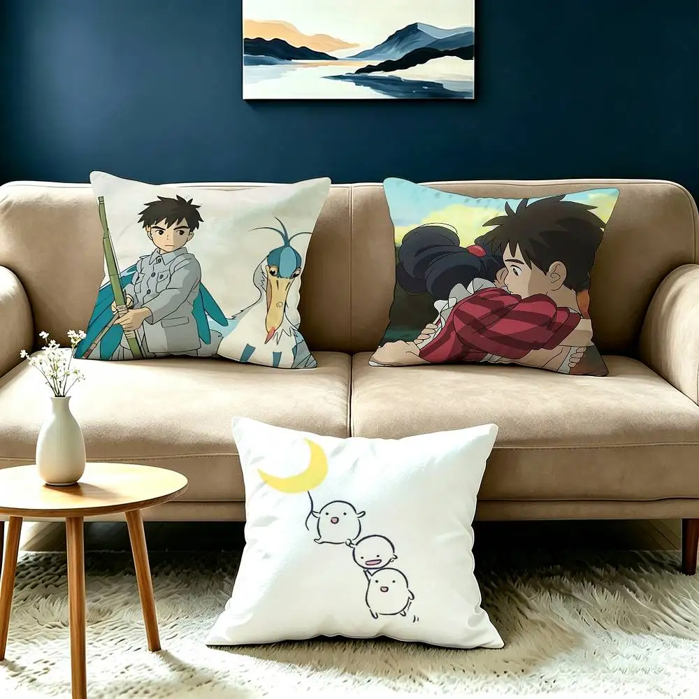 The Boy and the Heron Pillow Case Square Double-Sided Sofa Cushion Cover Bedroom Bedside Pillow