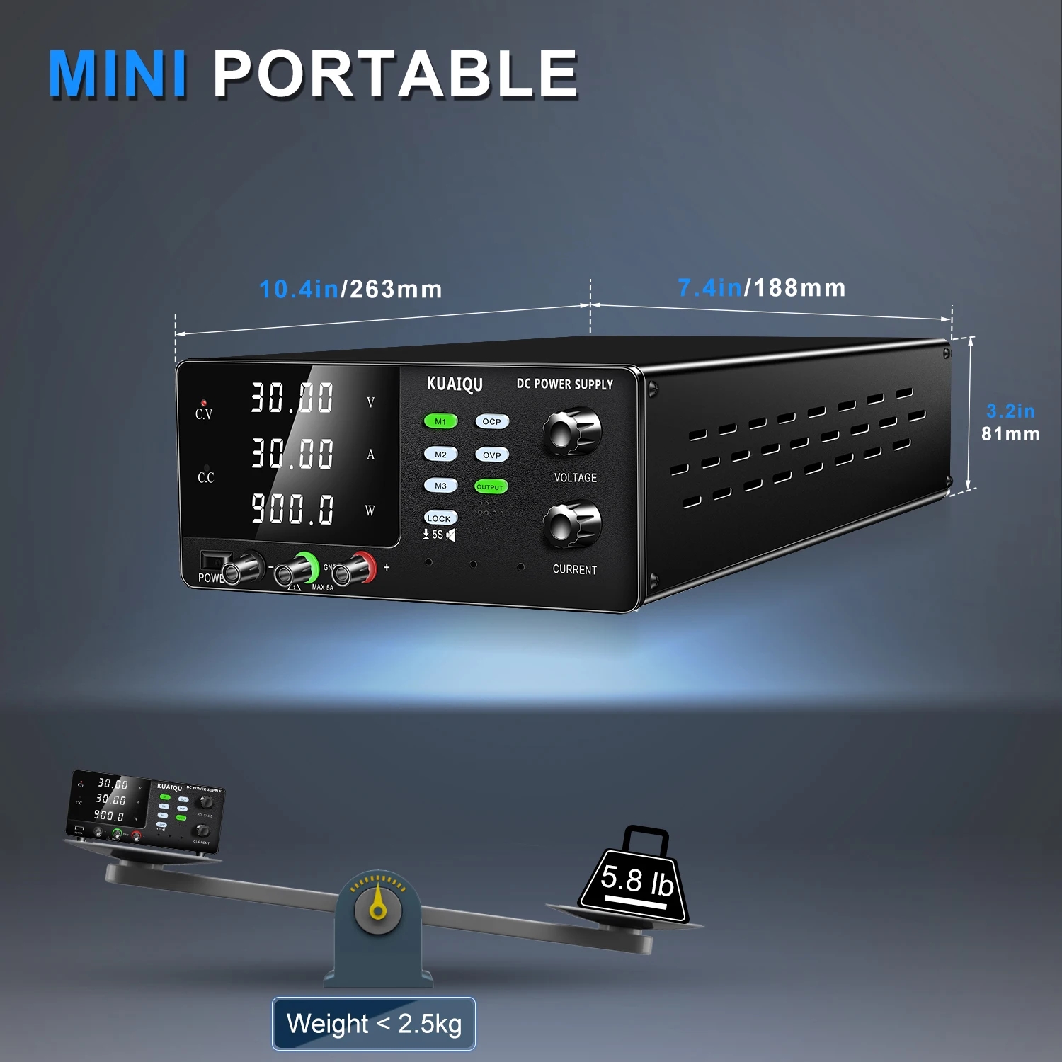 KAIQU Fonte de alimentação regulada DC de alta potência OCP OVP Switching 30V 30A 60V 20A Regulador de tensão de teste de programação USB ajustável