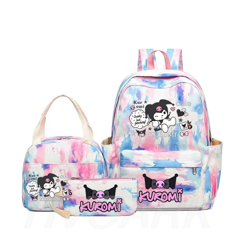 

Kuromi Backpacks Gradient Ramp Back To School Backpack Teens Laptop School Bags Kawaii Lunch Bag Pencil Case Student Bags 3pcs