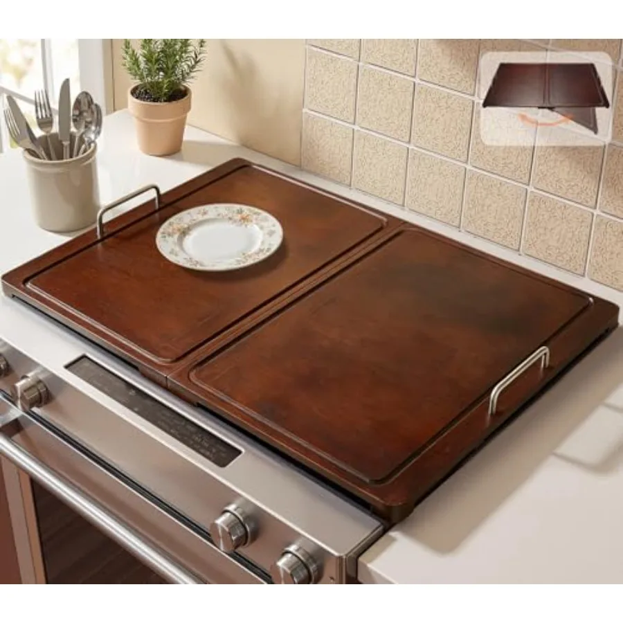 

Foldable Noodle Board Stove Cover: 29.5 x 22 in Bamboo Stove Top Covers wi Handle for Electric ＆ Gas StovesServinTray - Beify K