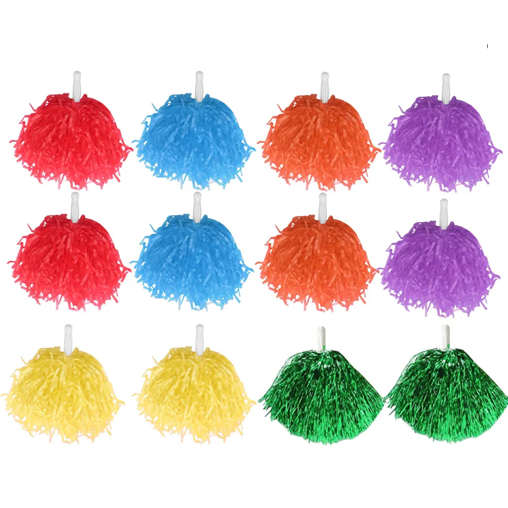 

12 Pcs Colored Balls Shiny Pom Poms Gliter Cheerleader Pompom Pompoms for Cheerleaders