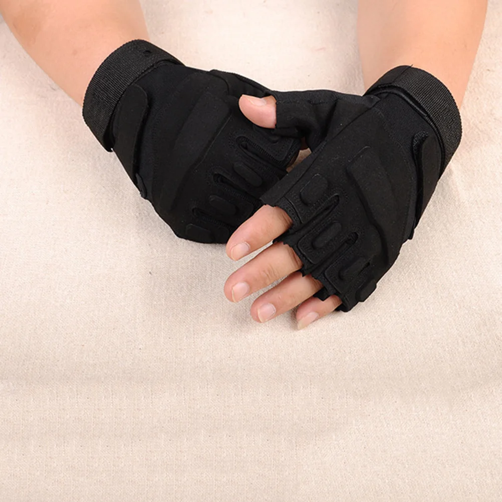 Fleece-Lined Half Finger Cycling Gloves Breathable Shockproof Sweat-Absorbent For Outdoor Sports Bike Riding Hiking