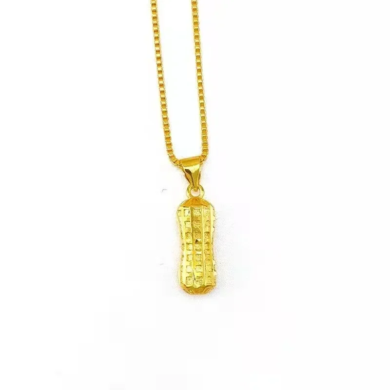 High quality pure gold necklace 999 real gold 24K gold peanut small pendant necklace peanut necklace for women