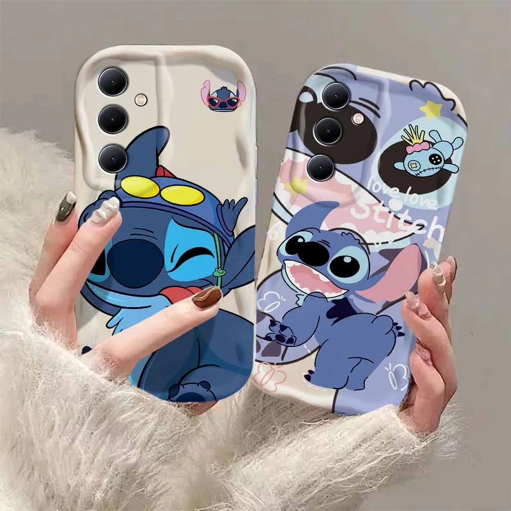 Cute Cartoon Stitch 3D Wave Phone Case for OPPO Reno 11 F 8 T 7 Z 6 5 4 Pro F23 F11 F9 4G 5G Soft Silicone Back Cover