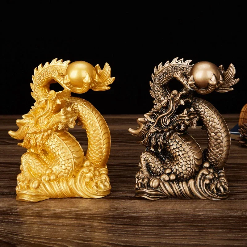 MOYU Chinese Mascot Tamron Ornaments Resin Lucky Dragon Sculpture Statue Home Decor Accessories Gift