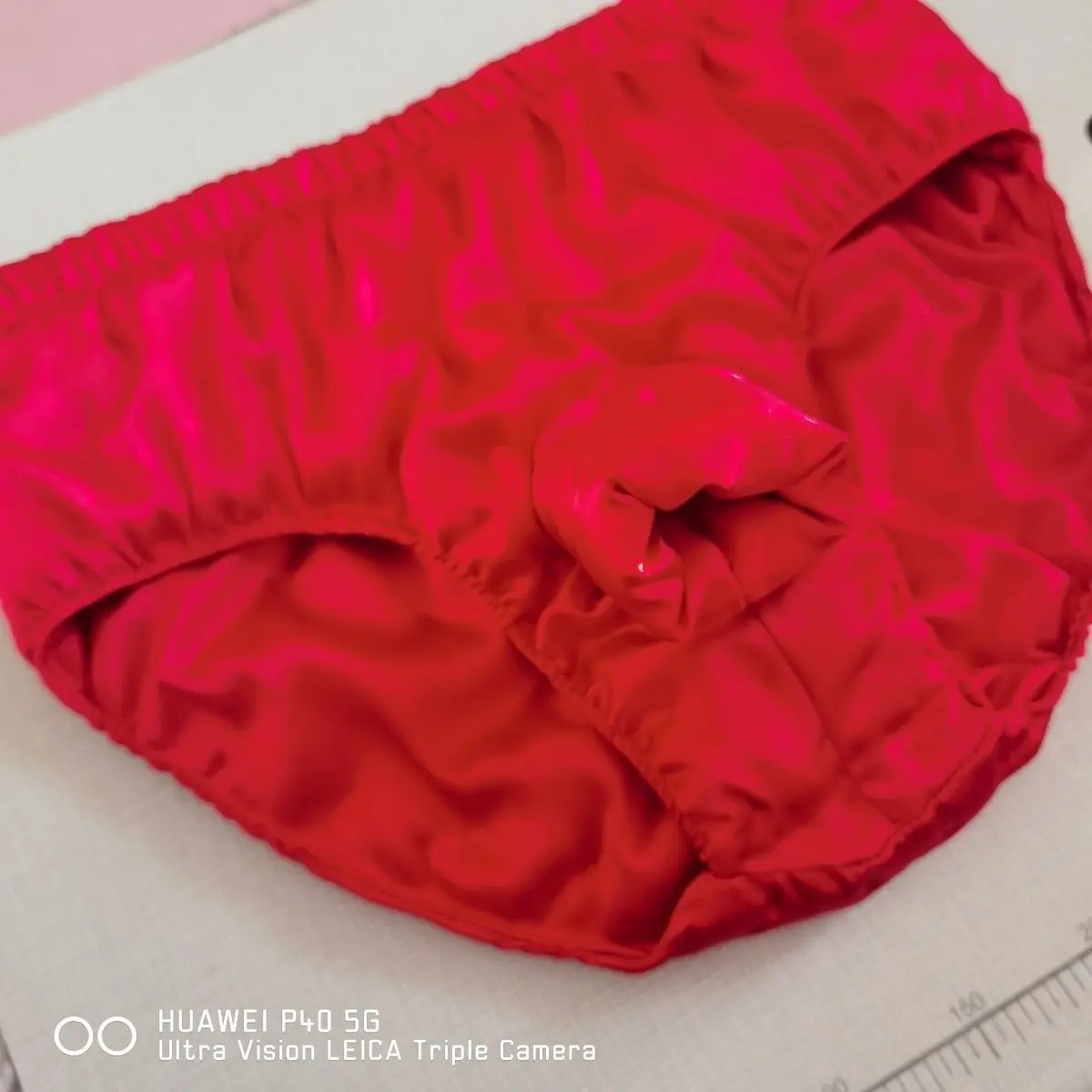 

Autumn Winter Glossy Men Red Cotton Ice Silk Satin Lingerie Panties Plus Size Underwear Sexy Briefs