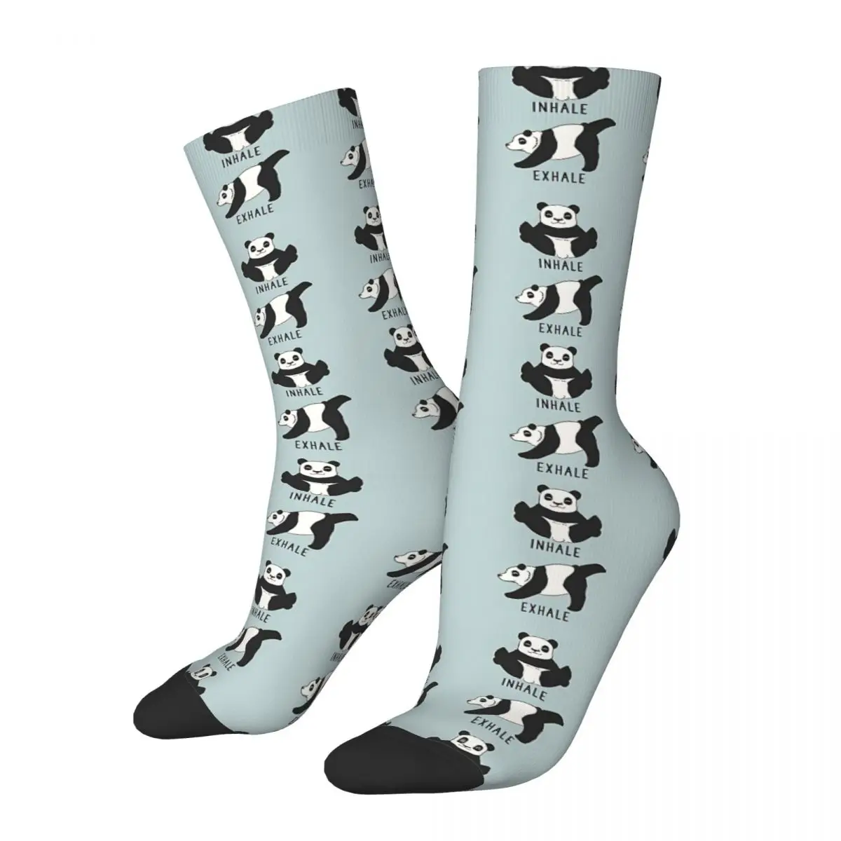 Inhale Exhale Panda Yoga Animal Socks Male Mens Women Spring Stockings Printed