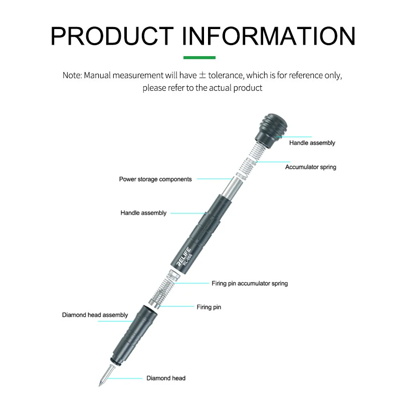 RELIFE RL-066 Glass Breaking Pen For iPhone Huawei Mobile Phone Rear Housing Battery Glass Cover Breaker Blasting Tools