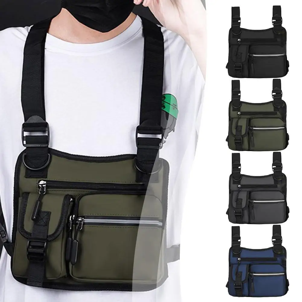 Fashion Tactical Oxford Cloth Vest Outdoor Sports Cycling Mountain Bag Bag Hiking Bike Bag Chest Sports Outdoor Chest Chill E8o2