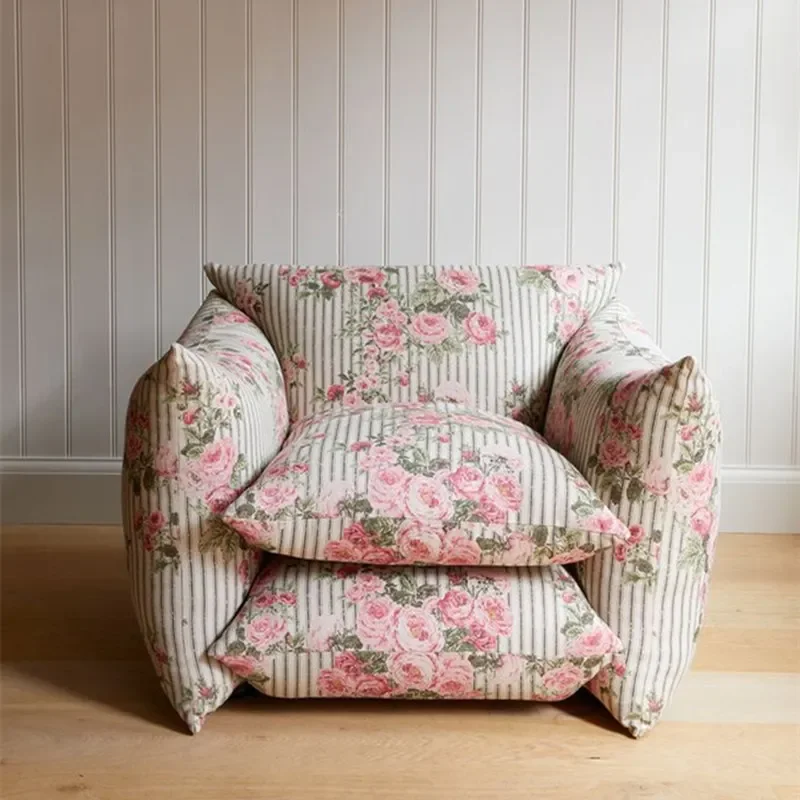 retro color pastoral medieval bread single chair lazy style designer straight row three sofa