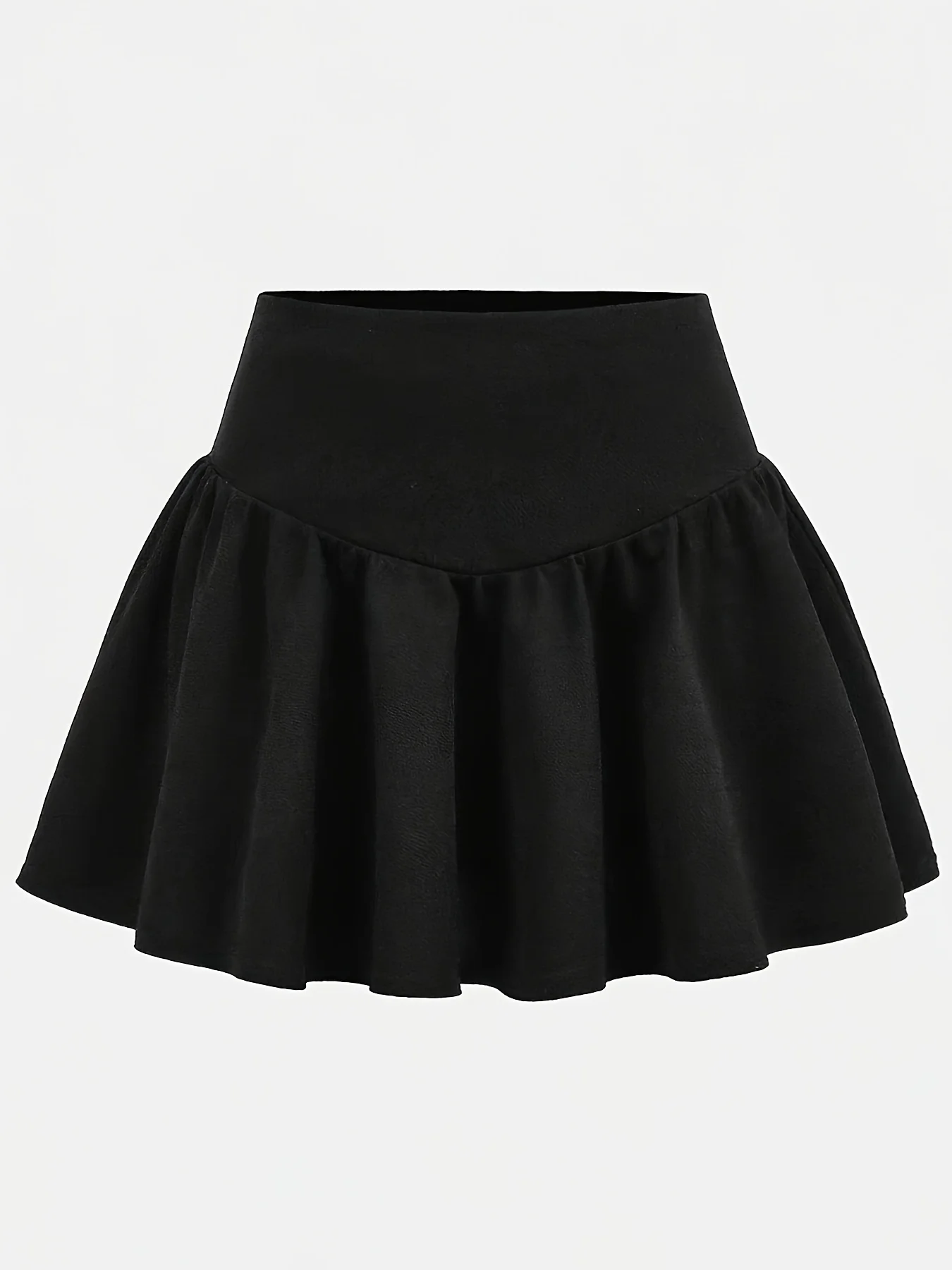 Girls' Black Ruffled Short Skirt, New Summer Style, High-Waisted A-Line Puffy Skirt Design, Versatile Solid Color Tiered Skirt for Children, Lightweight and Drapey Fabric, Comfortable and Fashionable