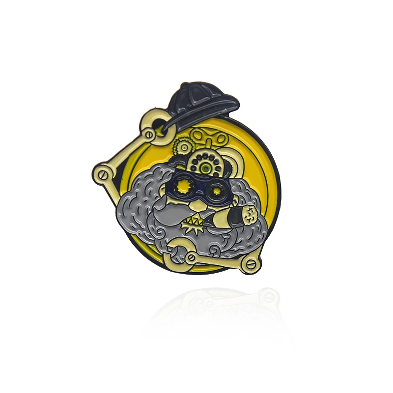 Cartoon mechanical bird gear grandpa creative style jewelry brooch simple fashion versatile clothing pin gift badge