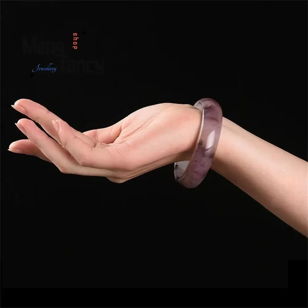

Natural Gold Silk Jade Violet Bangle High-grade Charm Exquisite Elegant Luxury Quality Fashion Jewelry Best Selling Holiday Gift