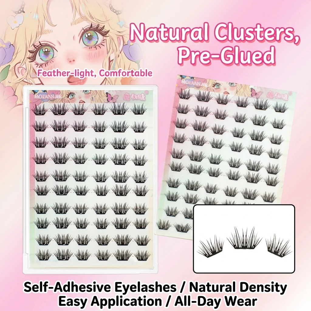 DIY Self-Adhensive Lash Extensions Natural Fluffy Glue-free False Eyelashes Fairy Korean Style Segemented Eyelashes For Women