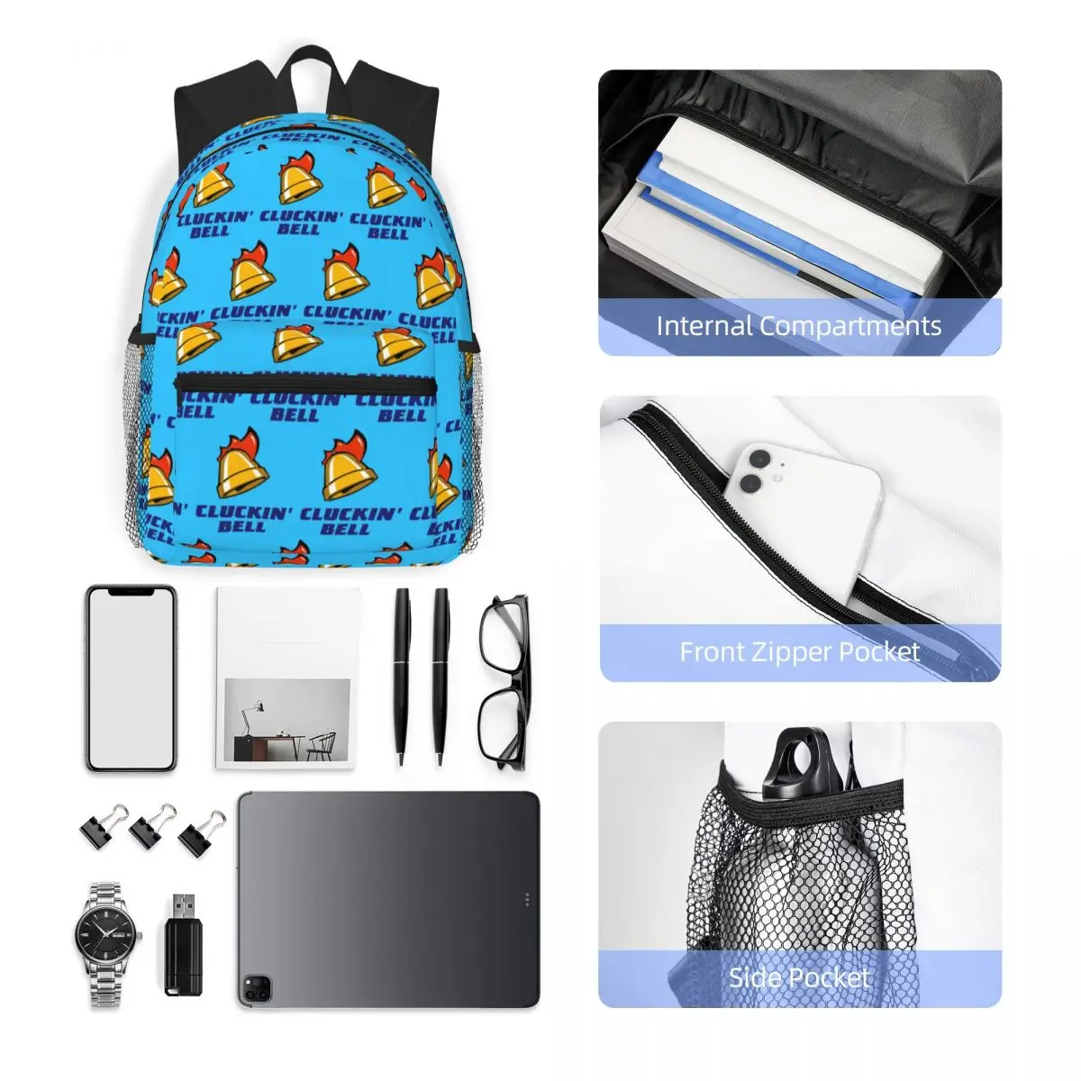 حقيبة ظهر مدرسية للطلاب من Cluckin Bell GTA San Andreas حقيبة مدرسية للمشي لمسافات طويلة والسفر حقيبة نهارية للأولاد والبنات حقيبة كتب حقائب كتف