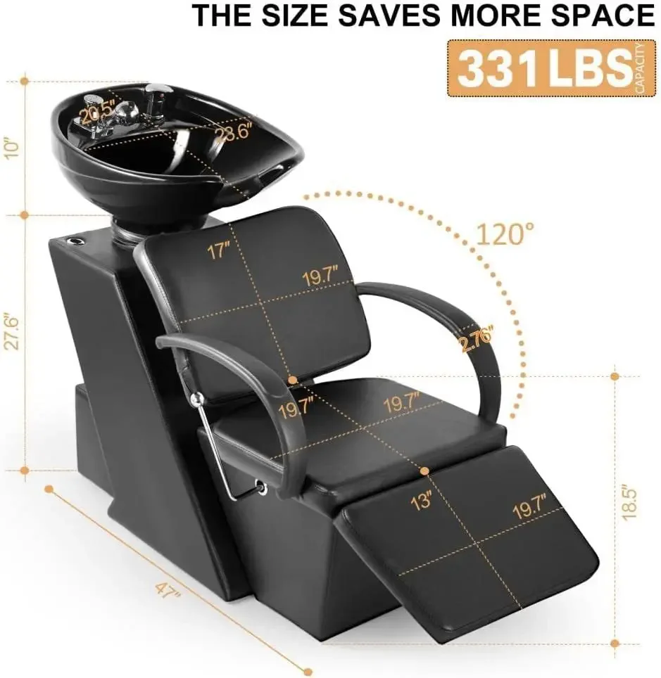 

Comfortable Treatment Ceramic Basin Lay Down Massage Barber Shop Salon Head Spa Hair Washing Shampoo Bed