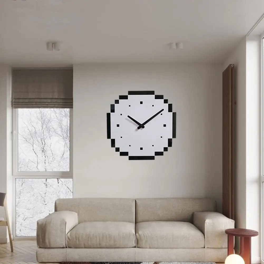 Modern Home Clock Battery Operated Hanging Clock Lightweight Ornamental  Useful Bedroom Living Room Hanging Wall Pixel Clock