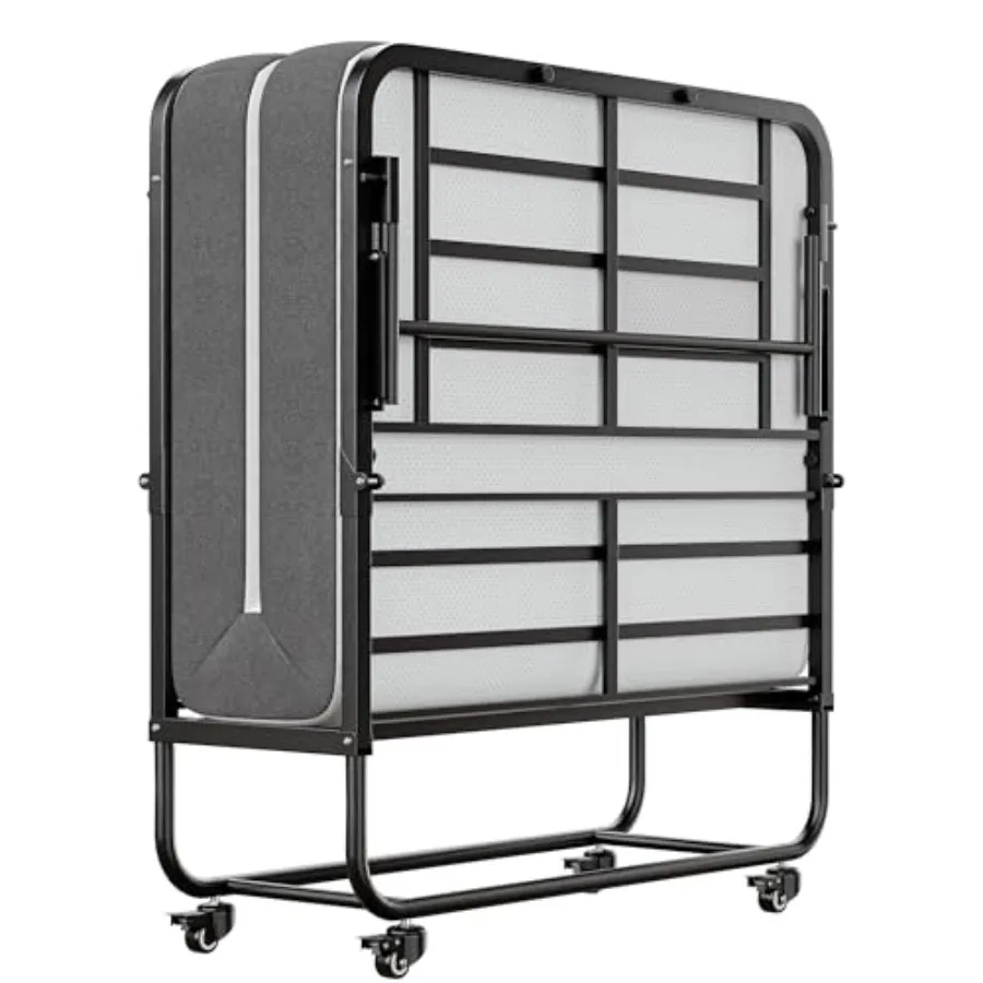 Twin Folding Bed with 5 Memory Foam Mattress 75 x 38 Foldable Guest Bed Portable Rollaway Bed Space-Saving Sturdy Metal Frame L