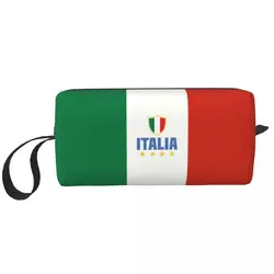 Custom Flag Of Italy Travel Cosmetic Bag Women Makeup Toiletry Organizer Ladies Beauty Storage Dopp Kit