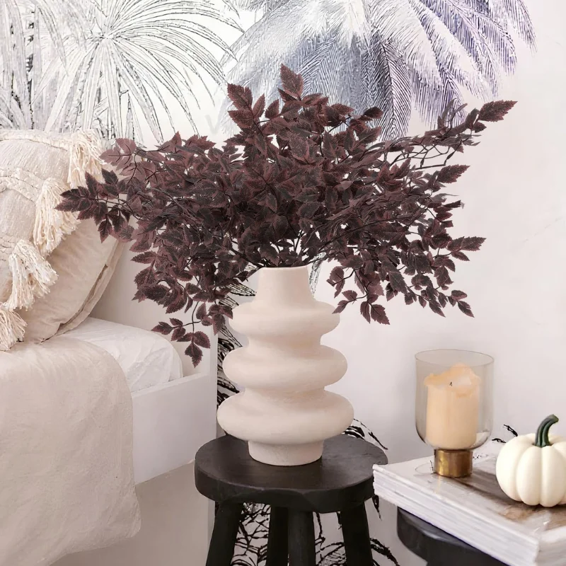 

3-12PCS Fall Stems Artificial Cimicifuga Plant Leaf for Pottery Barn Fall Decor Wedding Halloween Table Decor 23/31IN