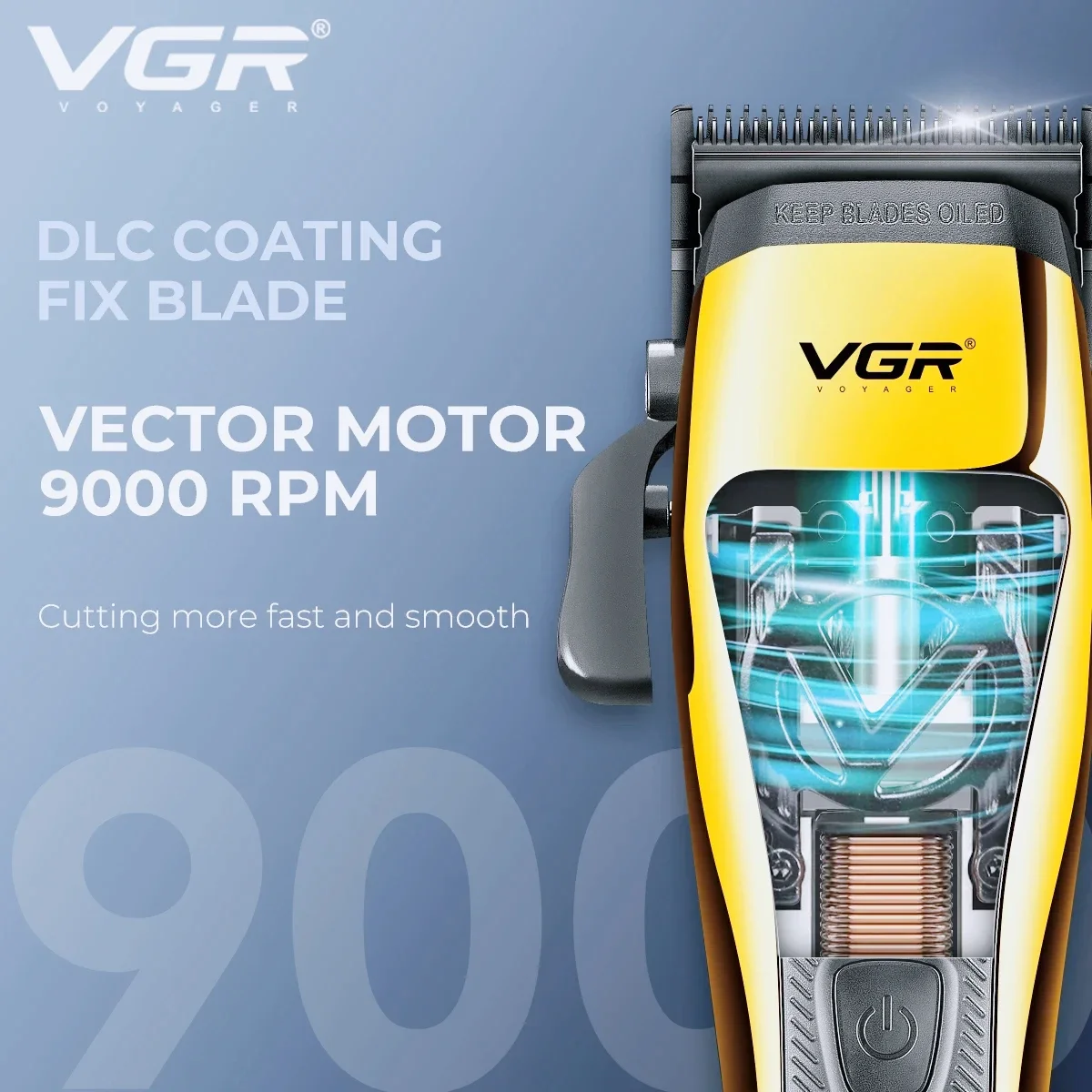 VGR Trimmer Professional Hair Clipper 9000 RPM Haircut Machine Vector Motor Hair Cutting Machine Electric Trimmer for Men V-015