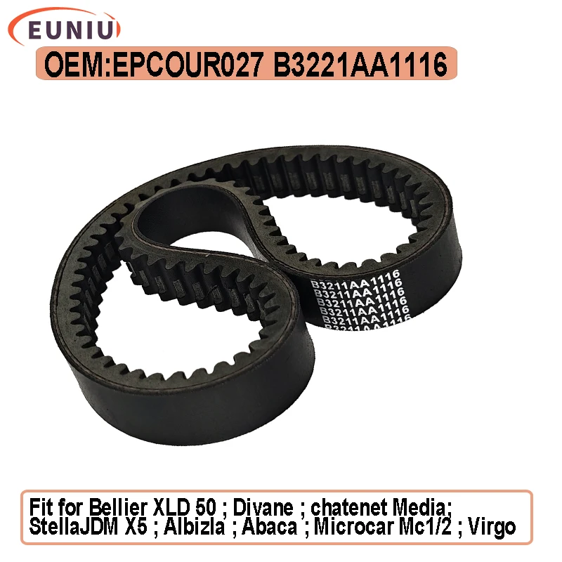 

Drive Belt For Codlice EPCOUR027 B3221AA1116 Bellier XLD 50 Divane Chatenet Media Barooder Stella JDM X5 Orane Microcar MC1