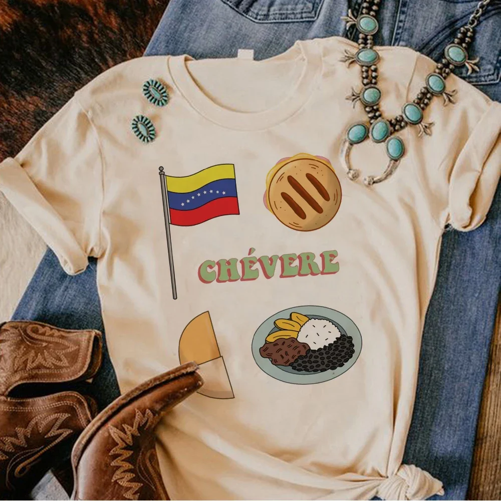 Venezuela Tshirt Women Summer T-shirts Girl Japanese Clothing Athleisure Comfortable Graphic Tee Blend