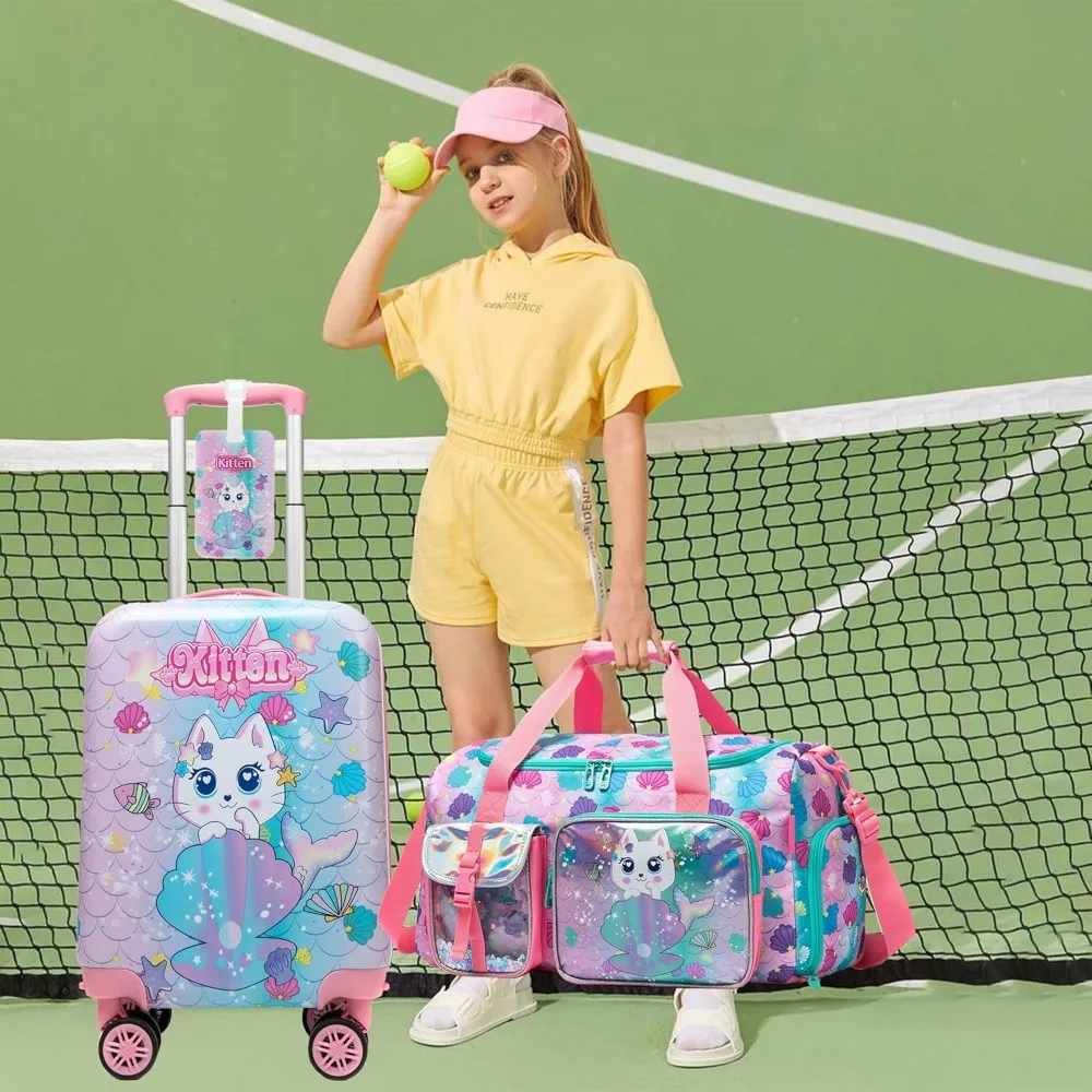 Juego de equipaje giratorio rígido de 3 piezas para niños - Maleta de 16 pulgadas para niñas y niños, ideal para viajes y equipaje de mano