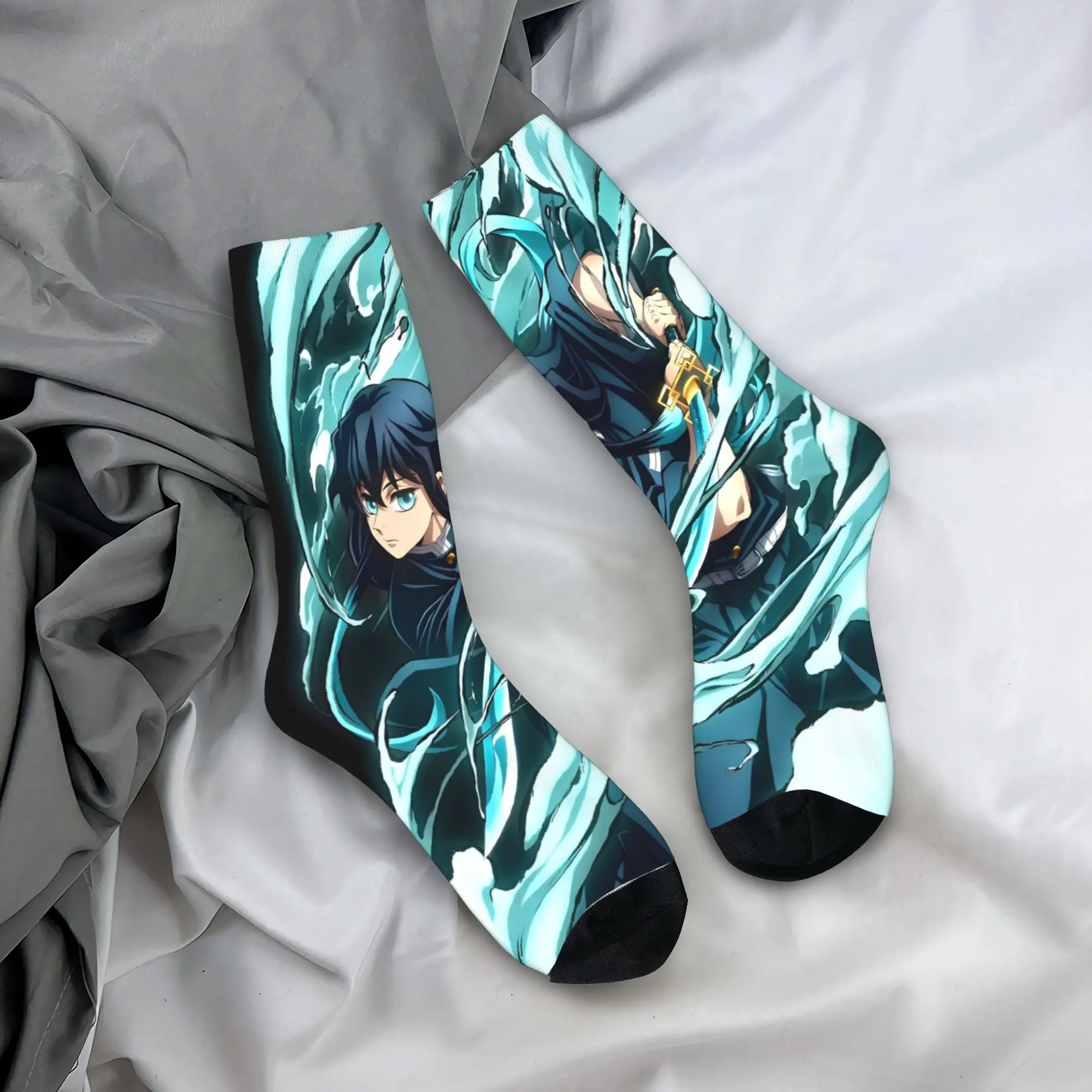 Muichiro Tokito Anime Socks  Printed Stockings Anti Bacterial Couple Socks Comfortable Autumn Funny Climbing Socks