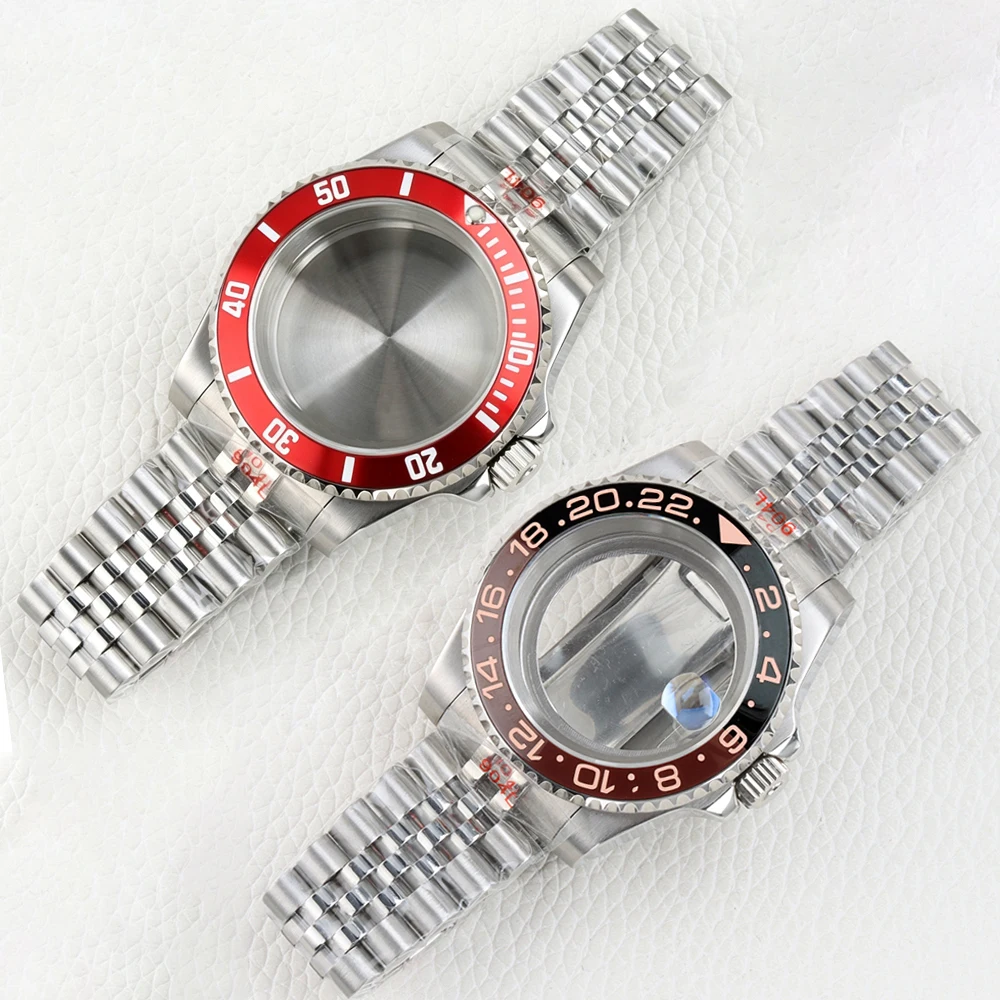 

40mm Case Bracelet NH35 Stainless Steel jubilee strap Sapphire glass for seiko Nh34 Nh35 NH36 Movement Sub/Gmt/Yacht-master case