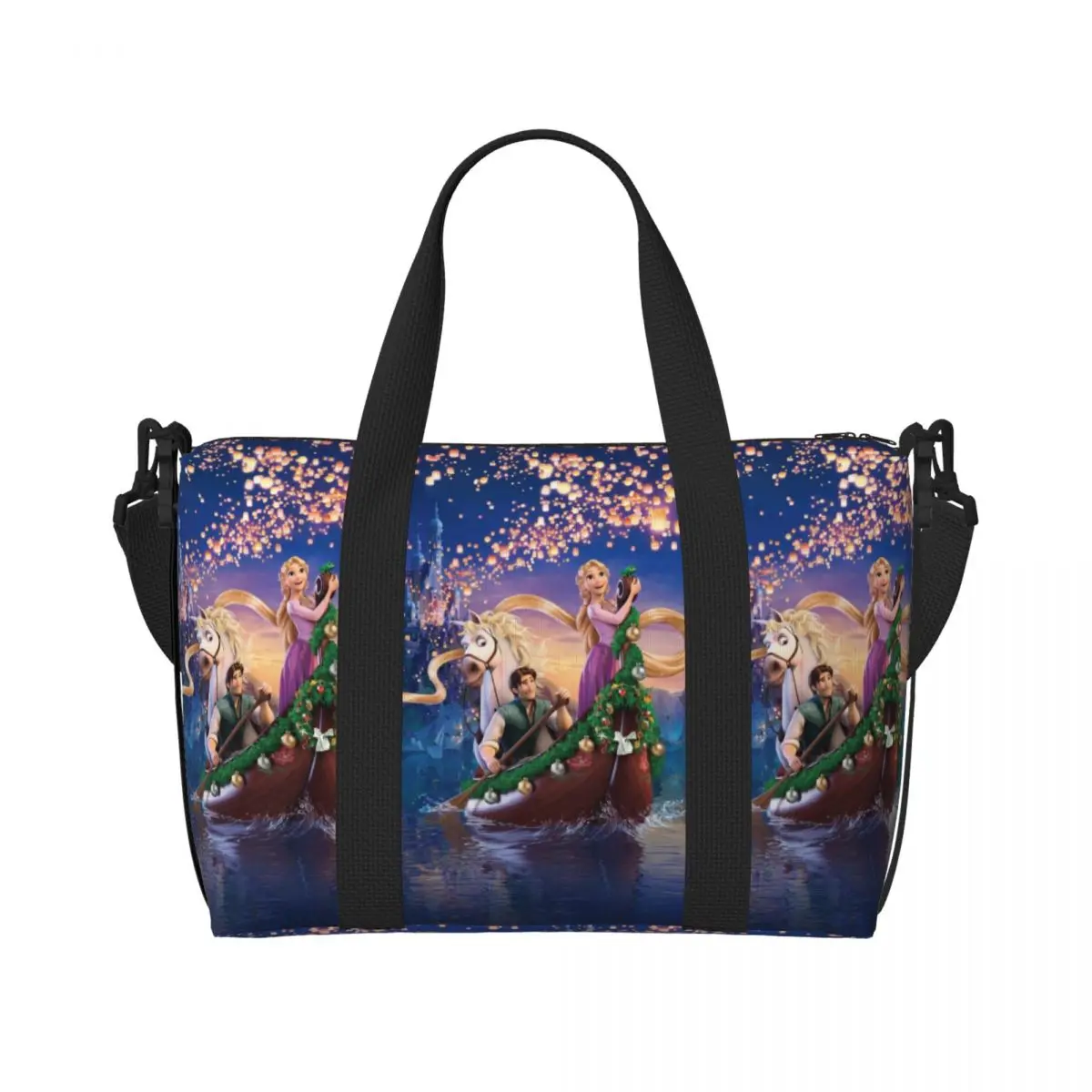 Custom Flynn Rider Tangled Rowing Beach Tote Bag Women Big Compartment Gym Beach Travel Bags