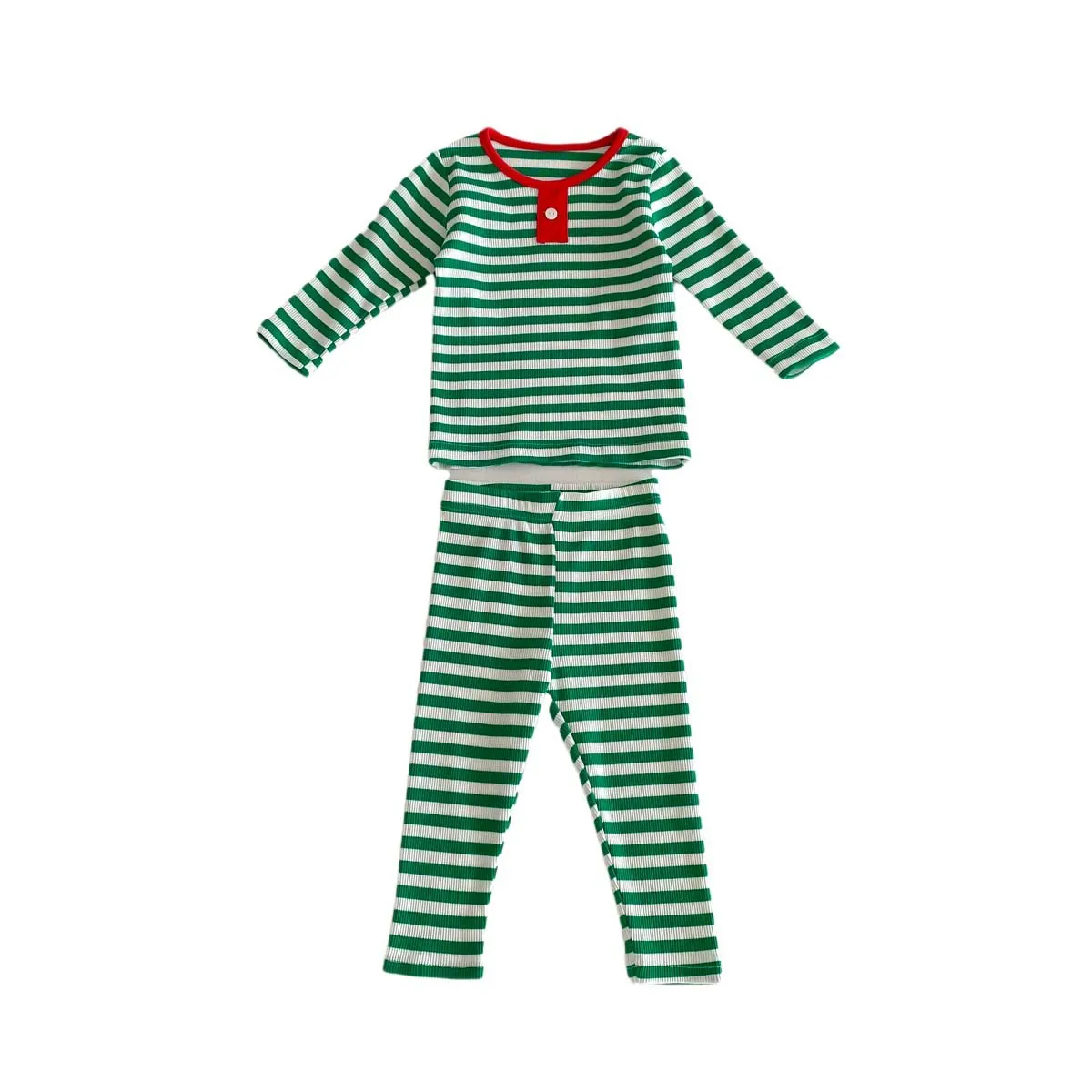 Christmas 2024 Baby Girls Pajamas Autumn Winter Striped Long Sleeve Two Piece Bottom Shirt Set For Girls Toddler Girl Sleepwears