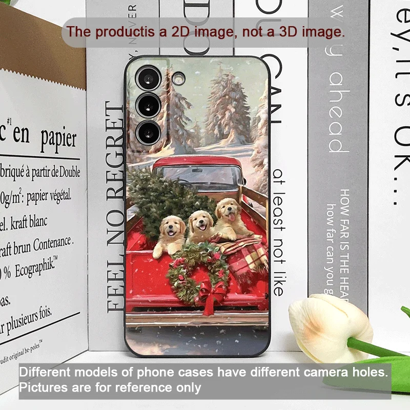 クリスマスのトラックと漫画の犬柄の携帯電話ケース、モトローラモトエッジ50、フュージョン40、30、ネオG34、G24、E14、G75、G85、G54 5G用ソフトカバー
