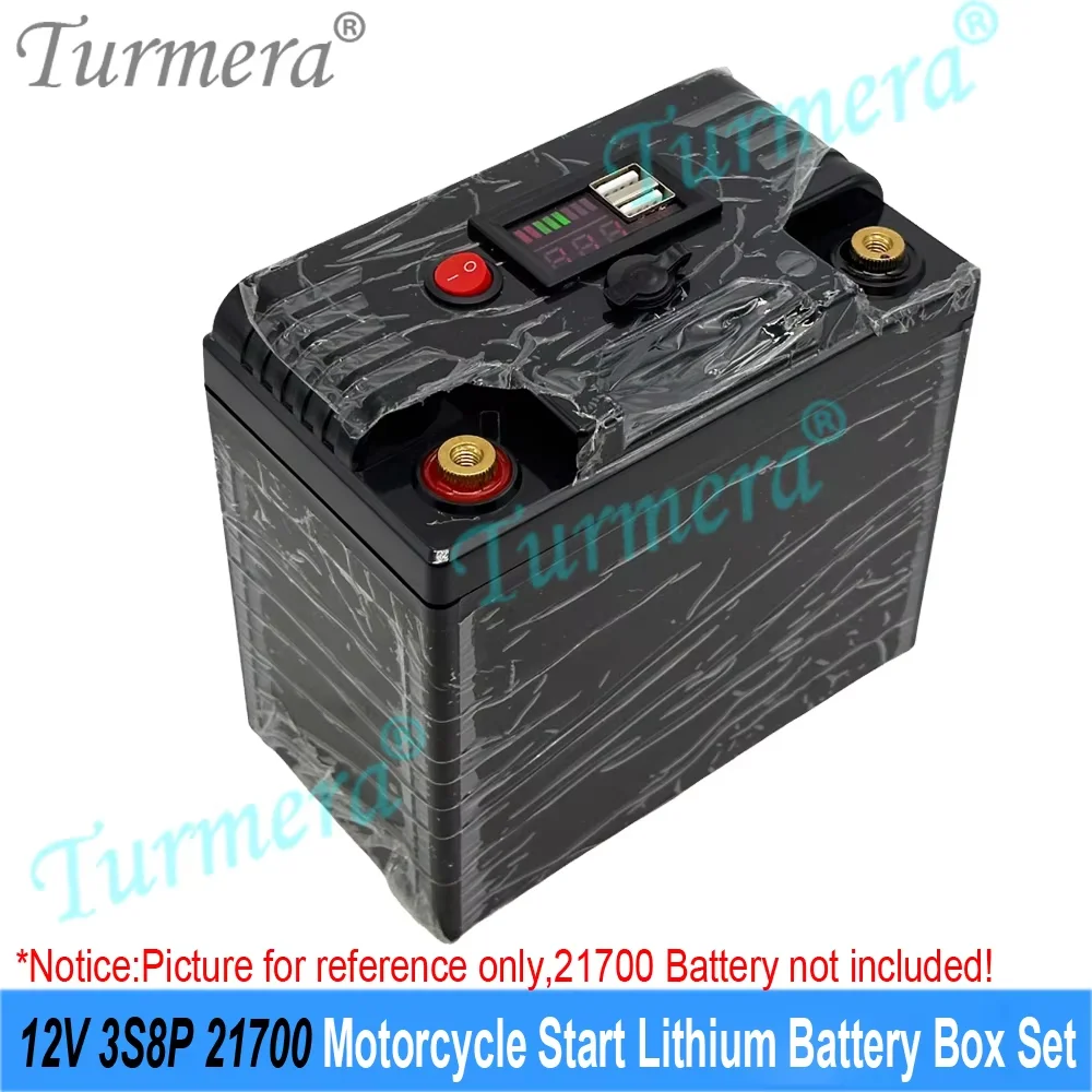 3S8P 24X 12V  21700 Battery Box Holder Nickel 12.6V 30A Balance BMS with NTC for Replace 12V Motorcycle Start Lead-acid Battery