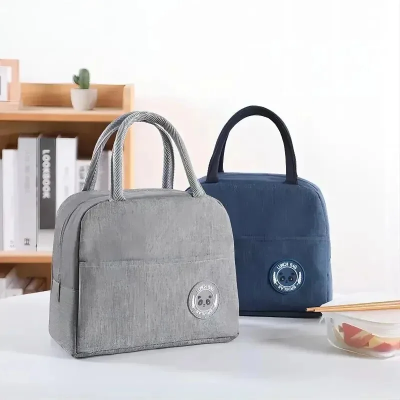 Nueva bolsa de fiambrera aislante portátil de papel de aluminio catiónico de moda, bolsa de almacenamiento de hielo, bolsa de picnic impermeable para estudiantes