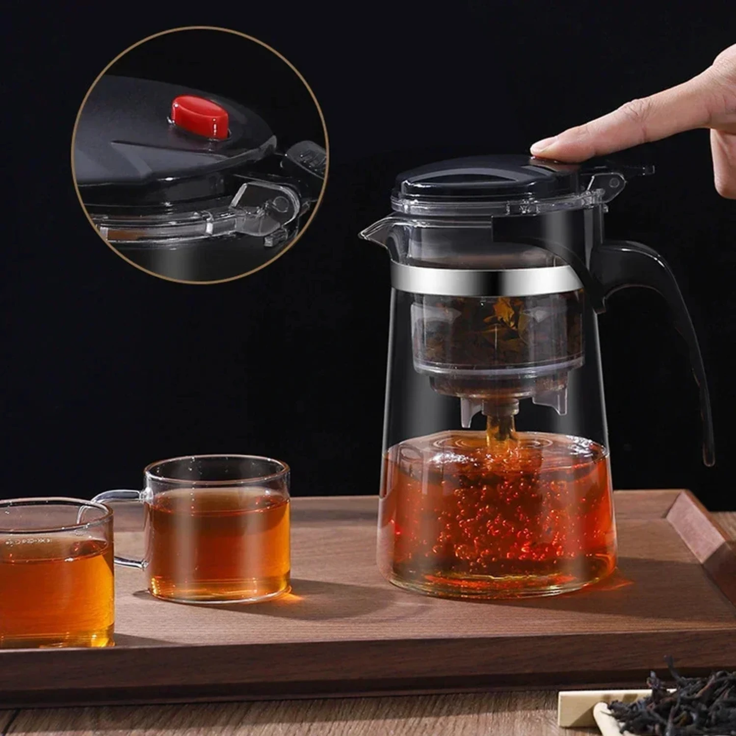 Convenient Heat Resistant Glass Tea Pot with Infuser for Herbal Flower Tea Making, Office Tea Maker and Coffee Teapot - Teaware 