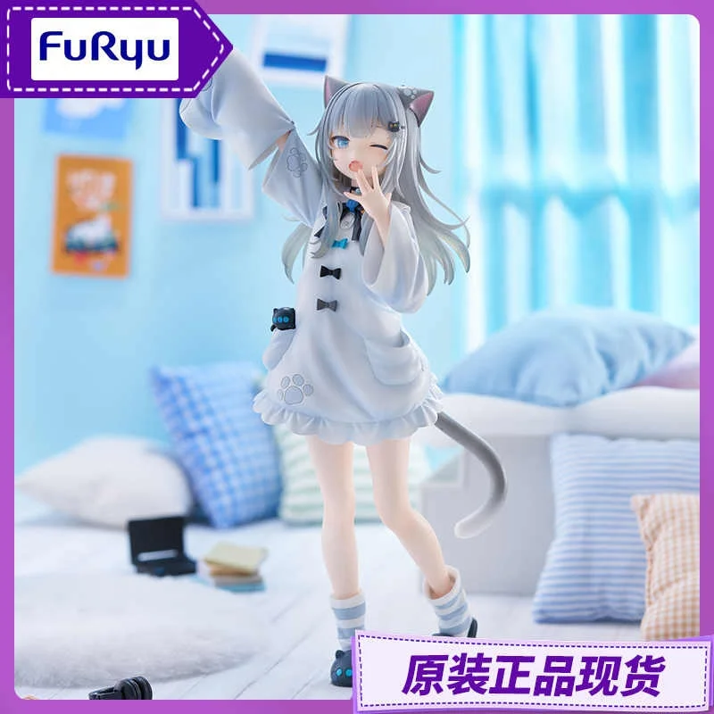Оригинальная коллекционная статуэтка Furyu Amashiro Neko Nachoneko Virtual Vtuber с кошачьими ушками для фанатов аниме, декор для рабочего стола