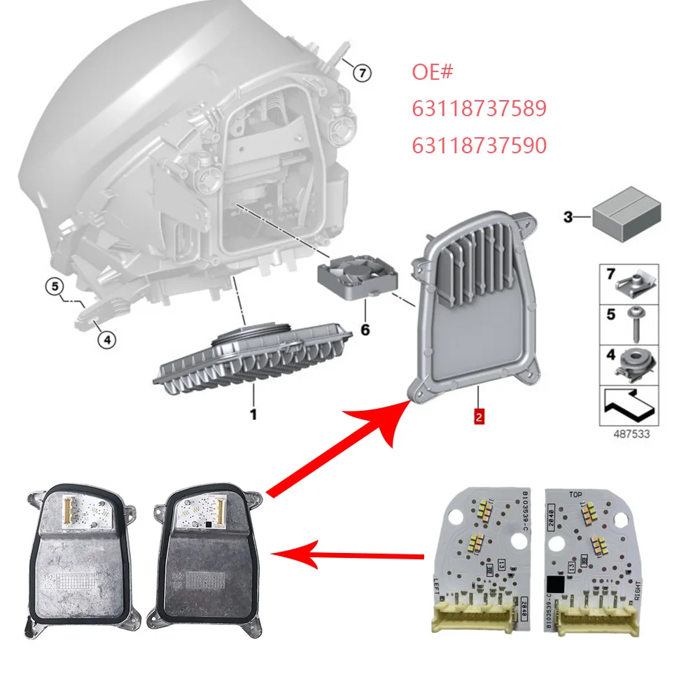 New Daytime Running Light PCB Boards OE# 8737589 8737590 For BMW  Mini F54 F55 F56 F57 LED Headlight Angel Eyes DRL White