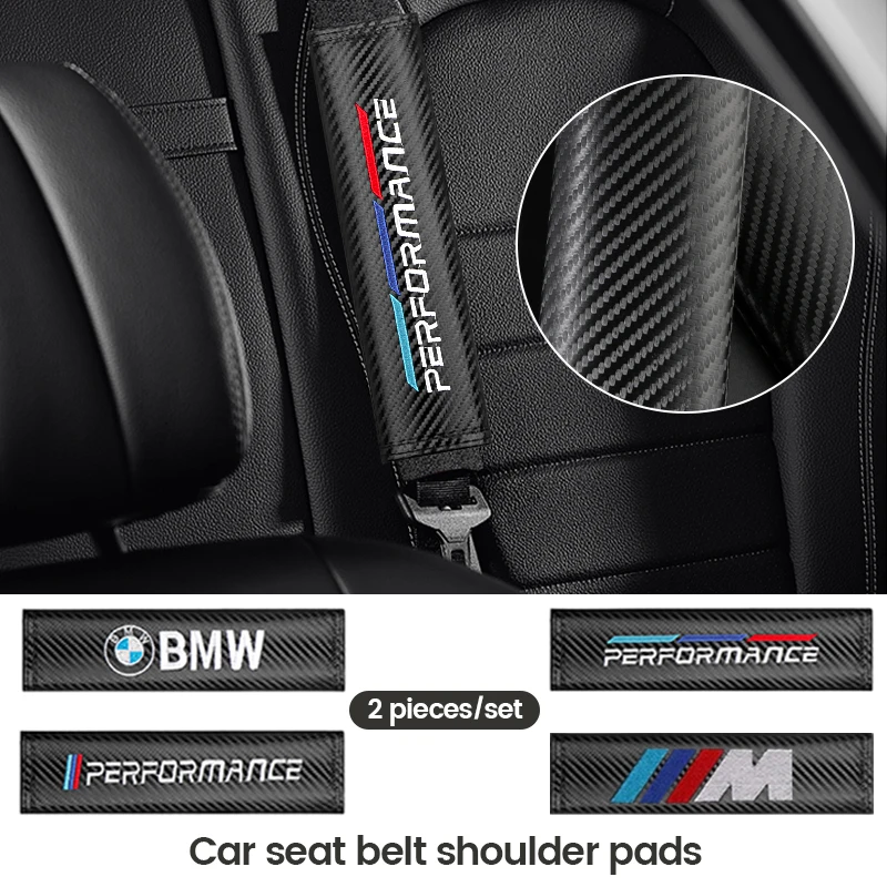 2Pcs Carbon Fiber Car Seat Belt Cover Shoulder Protector Cushion Pad For Bmw M Performance F20 F30 G20 f31 F34 F10 G30 F11 F25