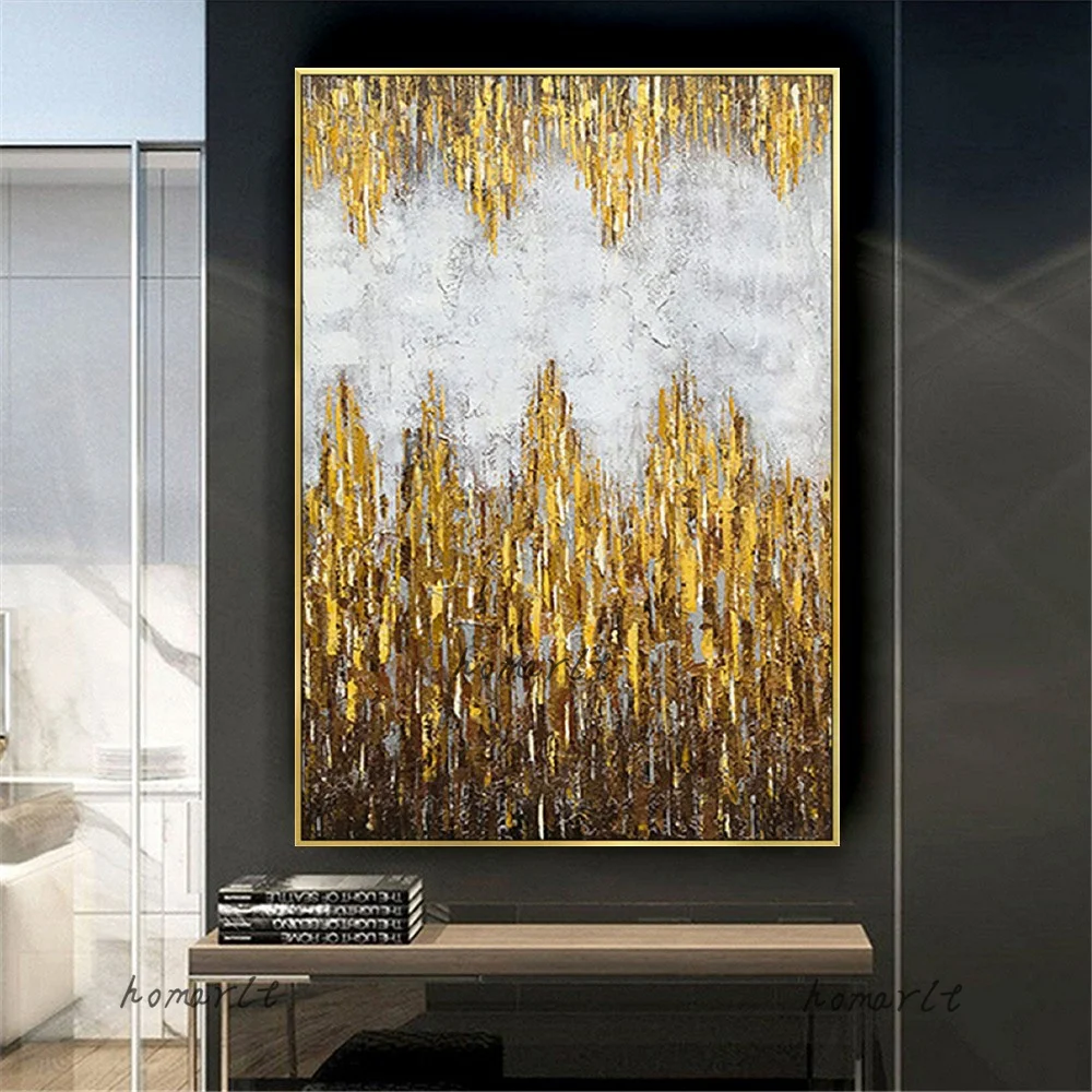 

High Quality Gold Foil Wall Painting Decor Living Room Wall Art Pictures Large Size Hand Painted Abstract Oil Paintings For Home