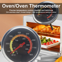 Stainless Steel Metal BBQ Smoker Grill Thermometer Dual Dial Temperature Gauge 10-400℃ Cooking Food Probe Household Kitchen Tool