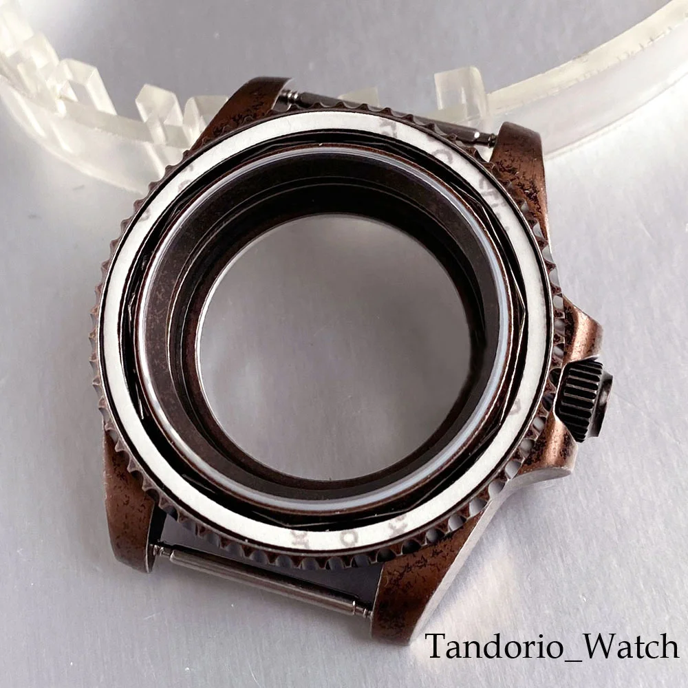 الرجعية مطلي العتيقة النحاس 40 مللي متر ساعة الحال بالنسبة NH35 NH36 ETA 2824 السيارات الرجال ساعة أجزاء الياقوت الزجاج الفرعية ساعة #2