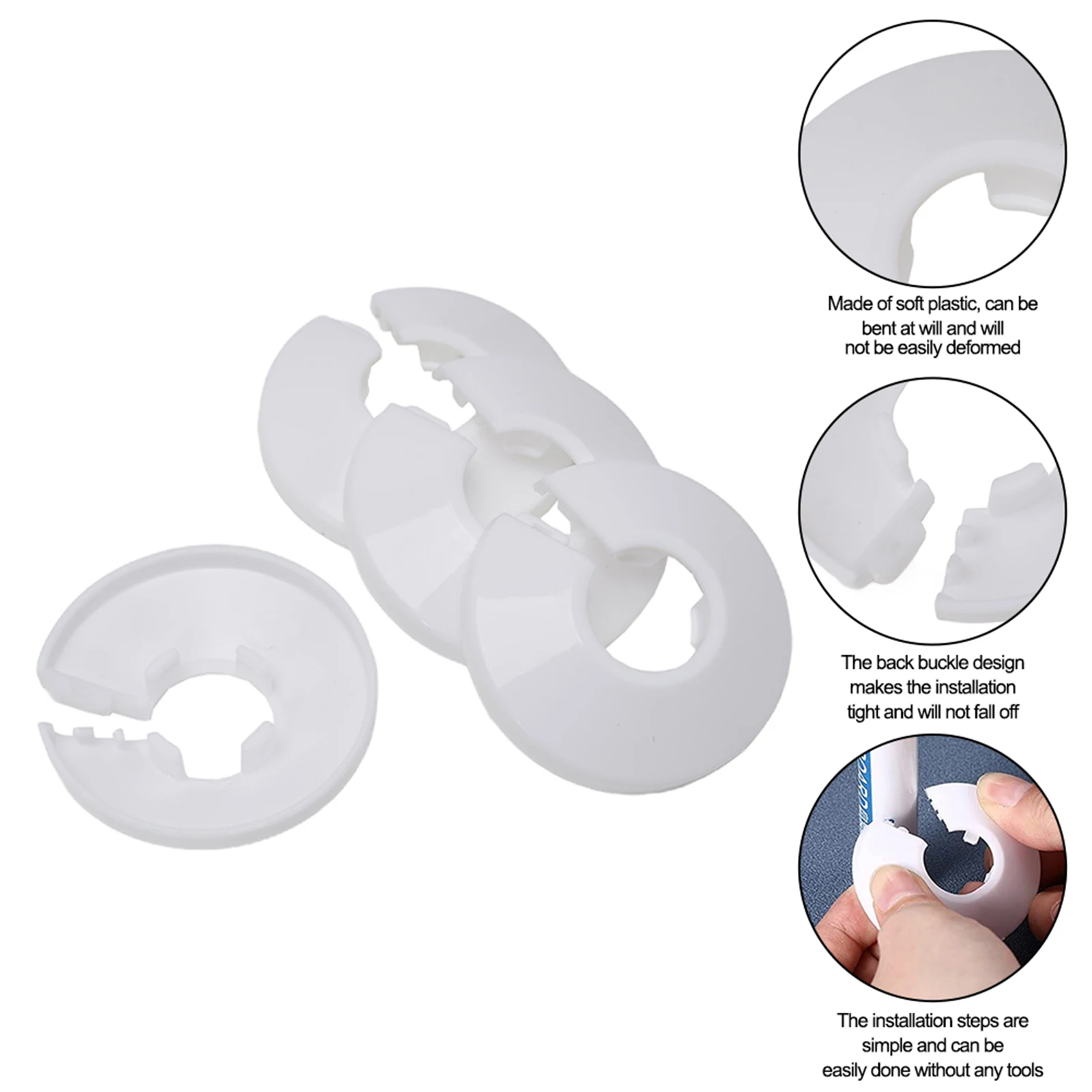 4pcs 15mm Radiator Pipe Collars Plastic Bathroom Shower Faucet Angle Valve Pipe Plug Decor Cover For Wall Duct Faucet Part