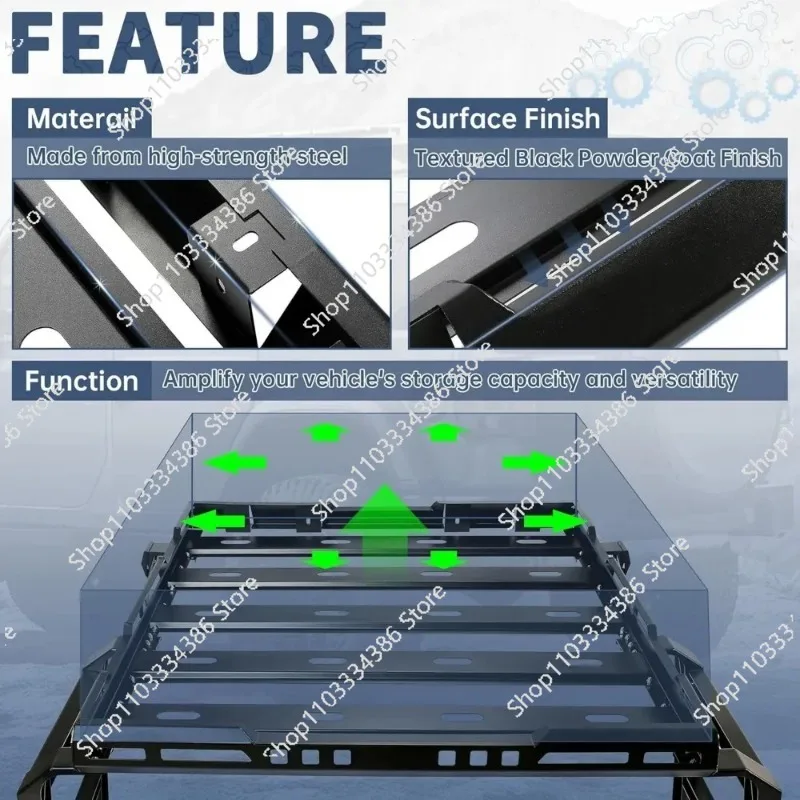 Roof Rack Cargo Carrier W/2 Ladders Compatible with 2007-2018 J*eep Wrangler JK 300LBS Utility Rooftop Rack Extra Cargo Space Ba