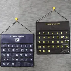 Wall Calendar With Pockets Wall Mount Fabric Storage Pouch Novel Monthly Calendar Organizer for Living Room Bedroom