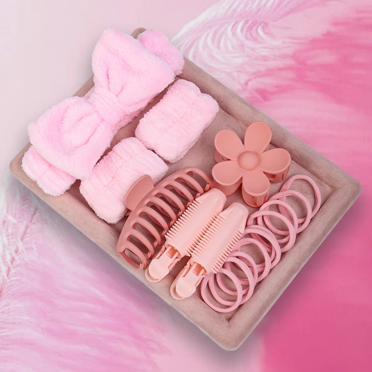 

Set of Plush Bow Face Wash Hair Band/Wrist Strap, Makeup/Toiletry Moisture-Proof Hair Band for Both Men and Women