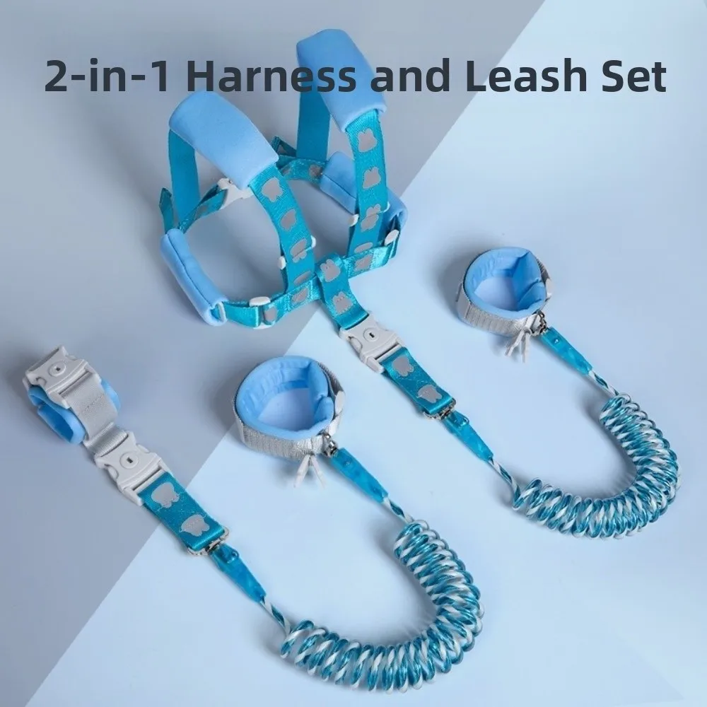 Muñequera reflectante antipérdida para niños, 2 en 1, 1,5/2/2,5 m, cinturón de prevención de pérdida de bebé con cuerda de resorte, correas suaves para arnés para niños pequeños