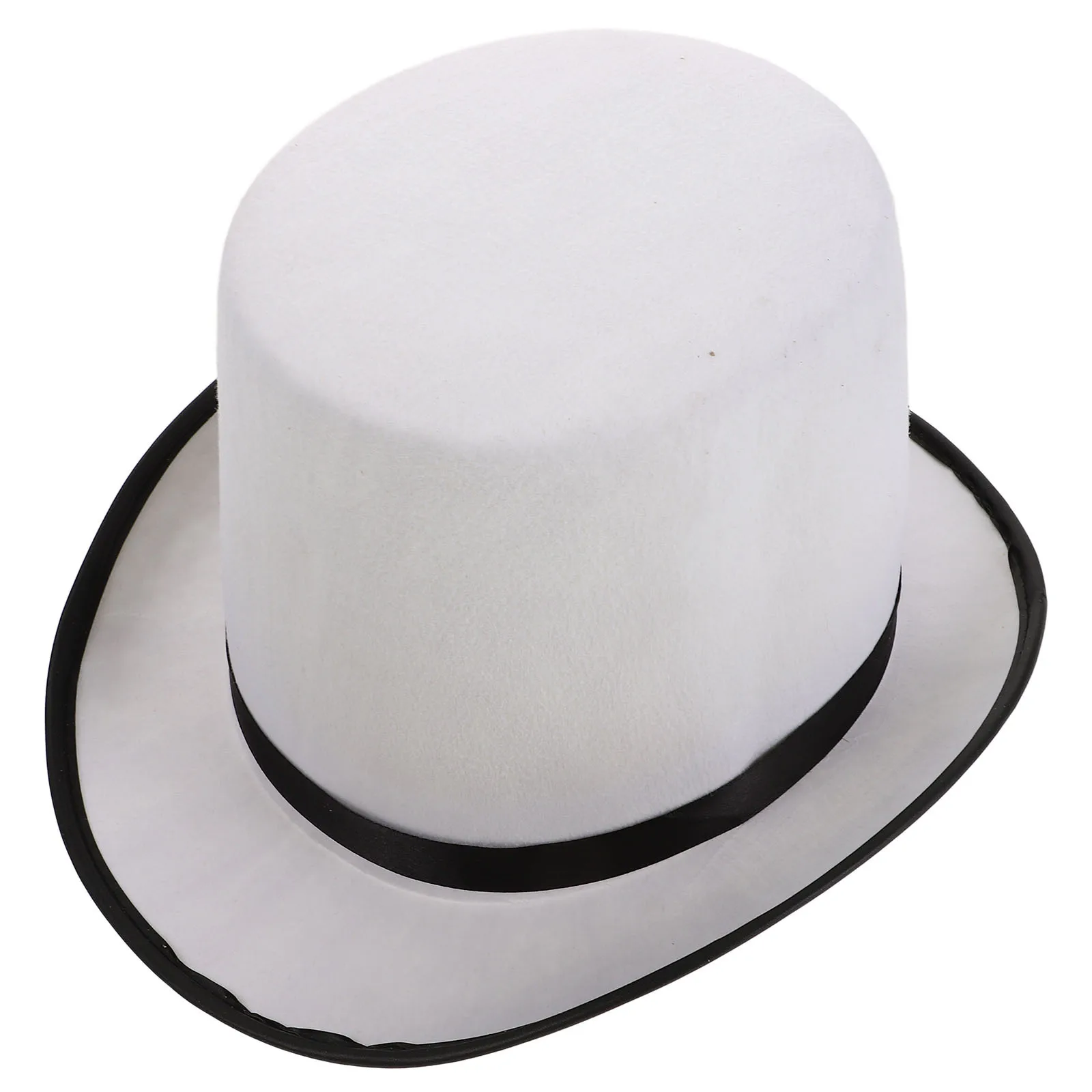 

White Bowler Magician Hat Classic Retro Costume Accessory for Halloween Masquerade Party Men Felt Hat