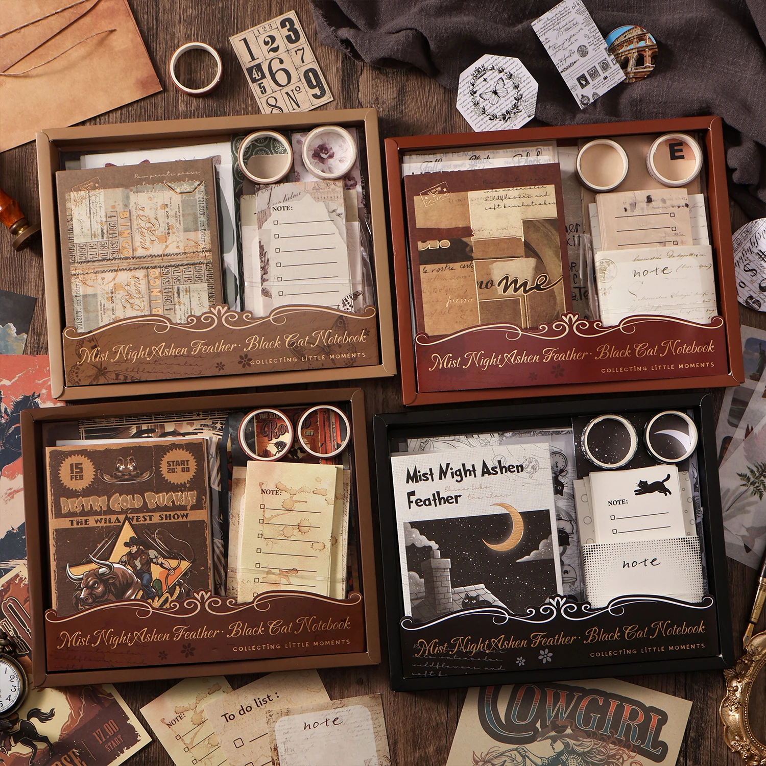 American-Style Retro Journal Set Gift Box with High-Quality Stickers, Sticky Notes, and Material Paper for Journaling